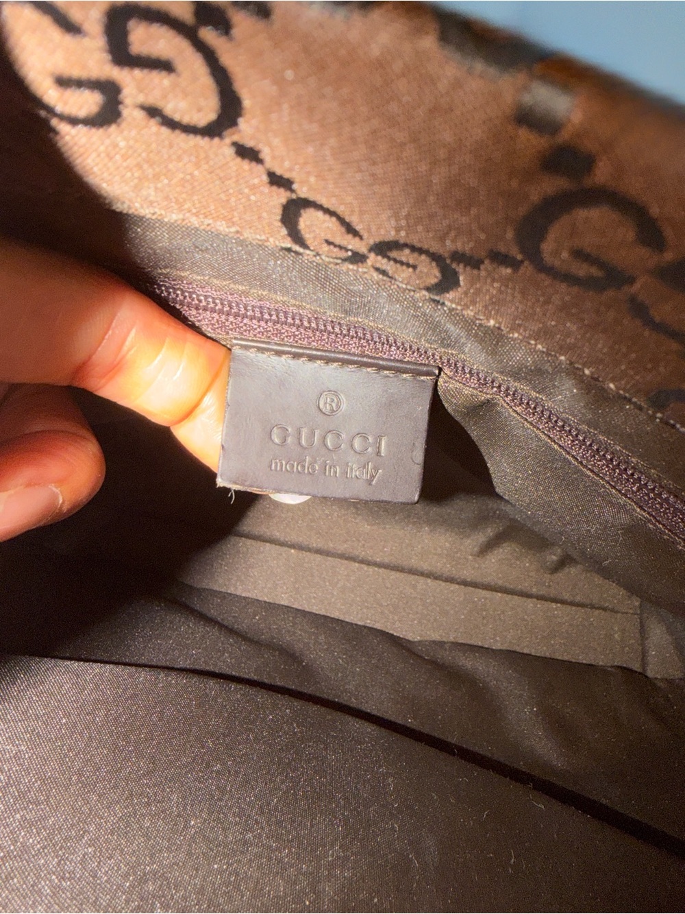Authentic Gucci Brown GG nylon with Bamboo Handles - Picture 6 of 7